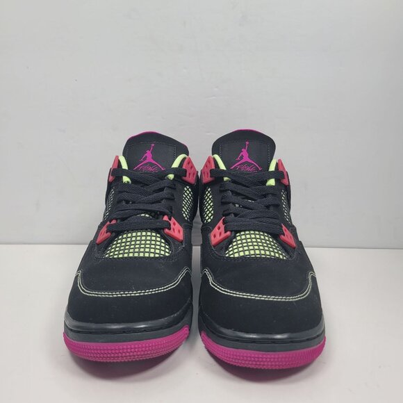 Air Jordan 4 Retro 30th GG Youth Black Pink Neon Sneakers 705344-027 US Size 6Y - Picture 5 of 10